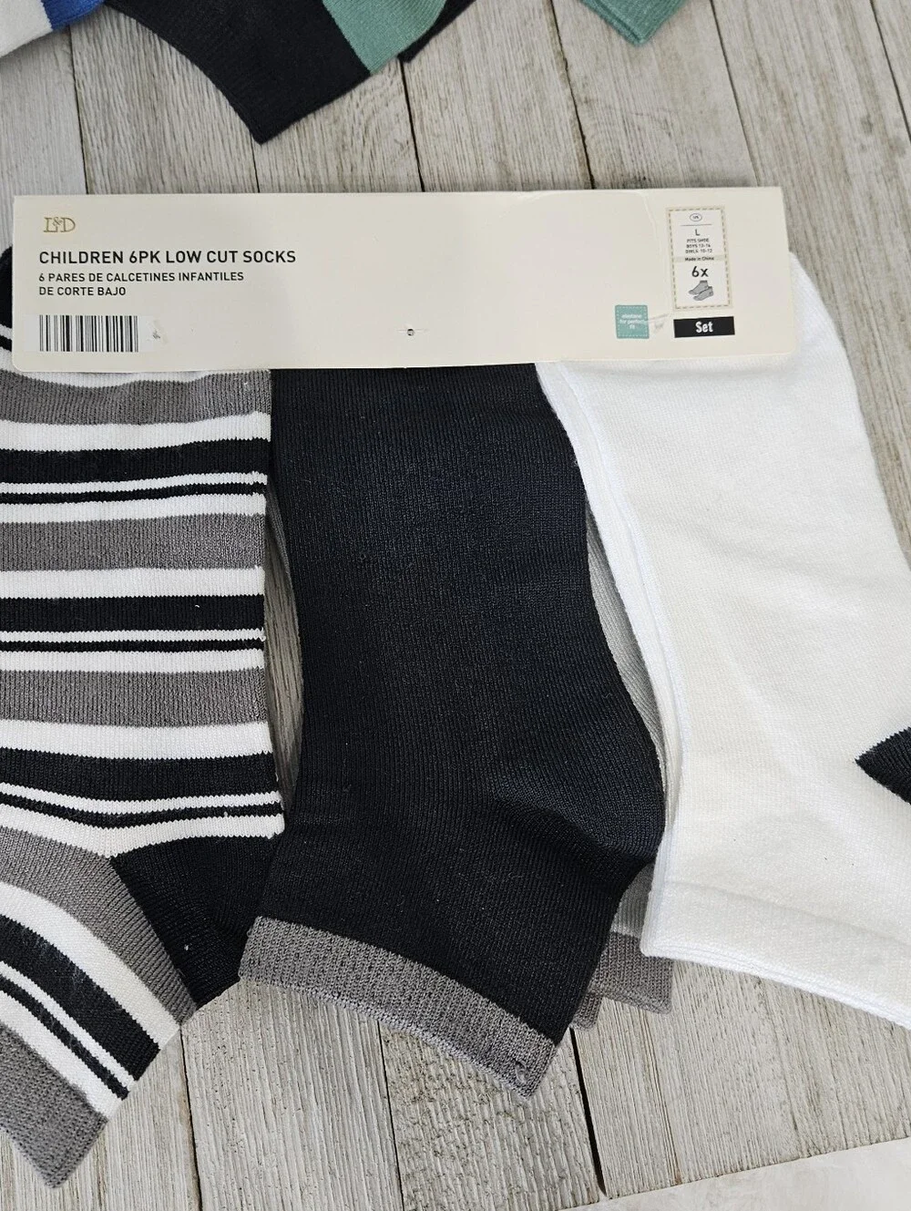 3 - 6 Packs Low Cut Socks Size L 6X Boys 12-14 Girls 8-10  No Show Socks by L&D